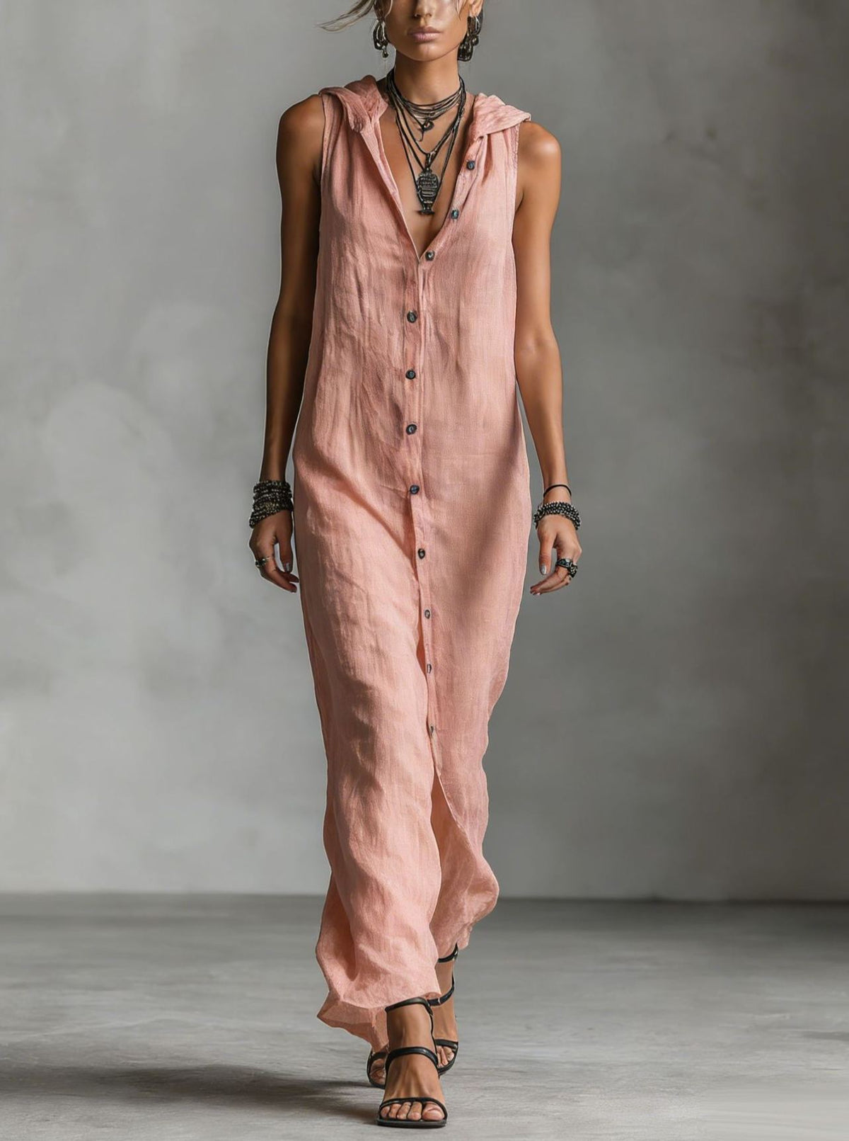 Robe longue sans manches, robe une‑pièce pour femme
