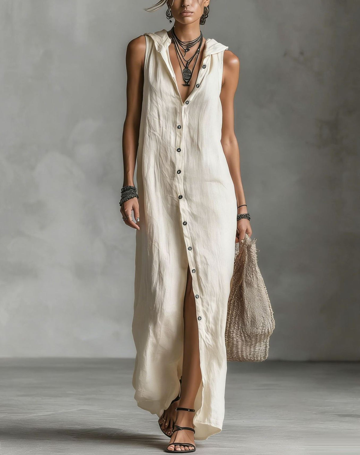 Robe longue sans manches, robe une‑pièce pour femme