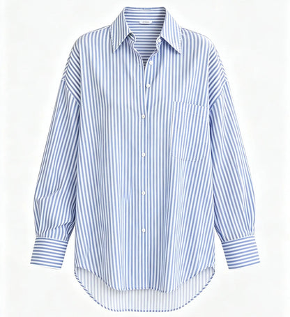 Oversized Blue & White Striped Shirt