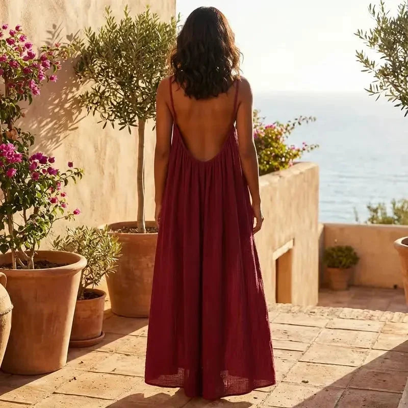 Robe camisole unie dos nu pour femme