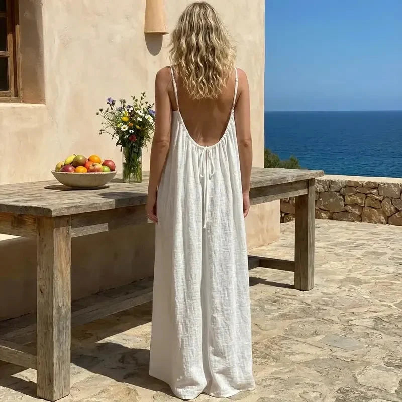 Robe camisole unie dos nu pour femme