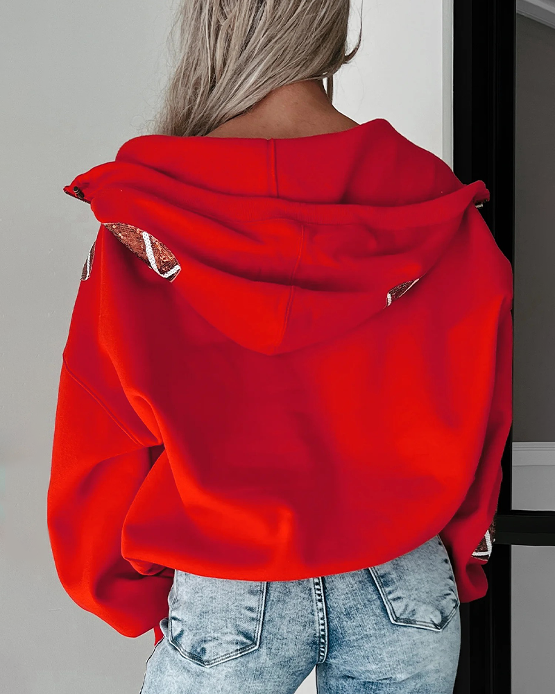 ‘Glam Kickoff’ Long Sleeve Zip Hoodie - Bra