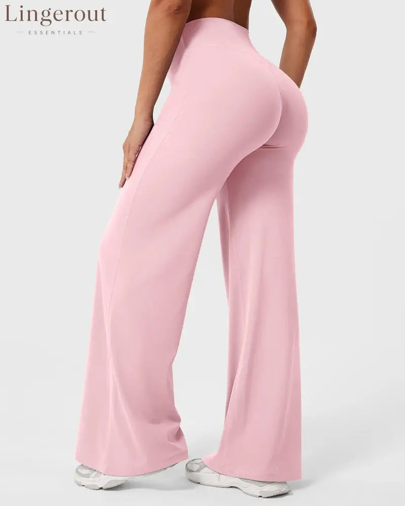 Leggings High-Waist Straight-Leg No Front Seam Buttery Soft Gym Yoga Pants for Women Fitness Tights - Baby Pink / S