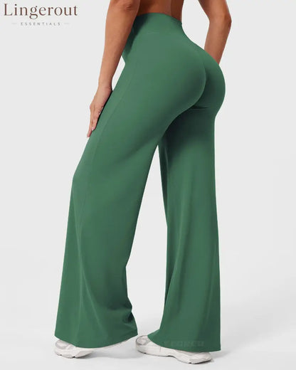 Leggings High-Waist Straight-Leg No Front Seam Buttery Soft Gym Yoga Pants for Women Fitness Tights - Dark Green / S