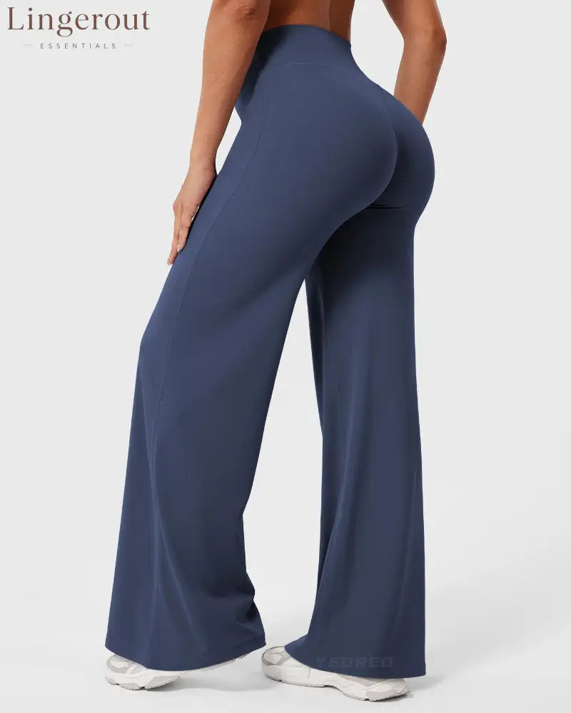 Leggings High-Waist Straight-Leg No Front Seam Buttery Soft Gym Yoga Pants for Women Fitness Tights - Navy / S