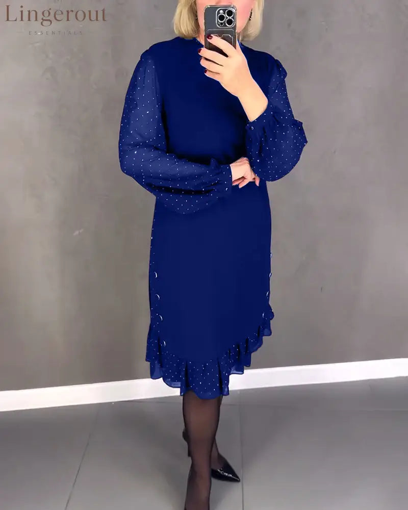 Long-sleeved polka dot dress