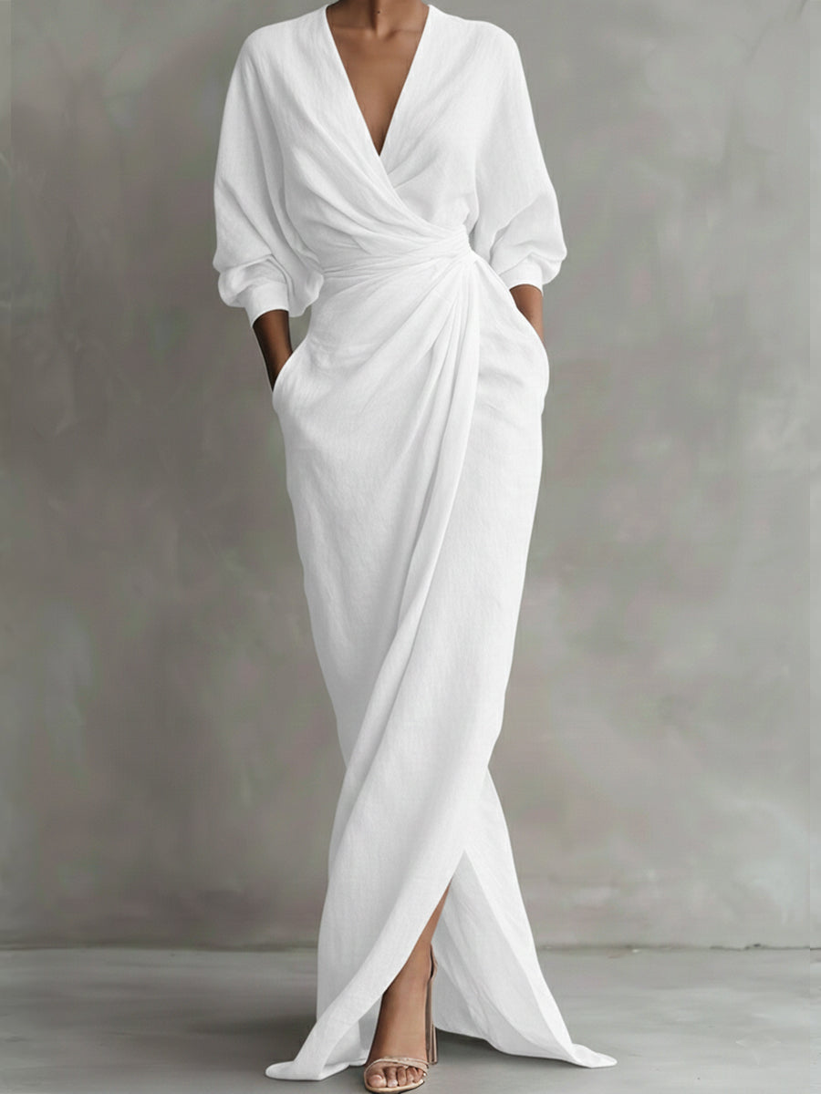 Robe extra-longue en lin et coton pour femme