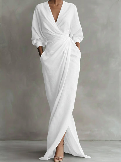Robe extra-longue en lin et coton pour femme