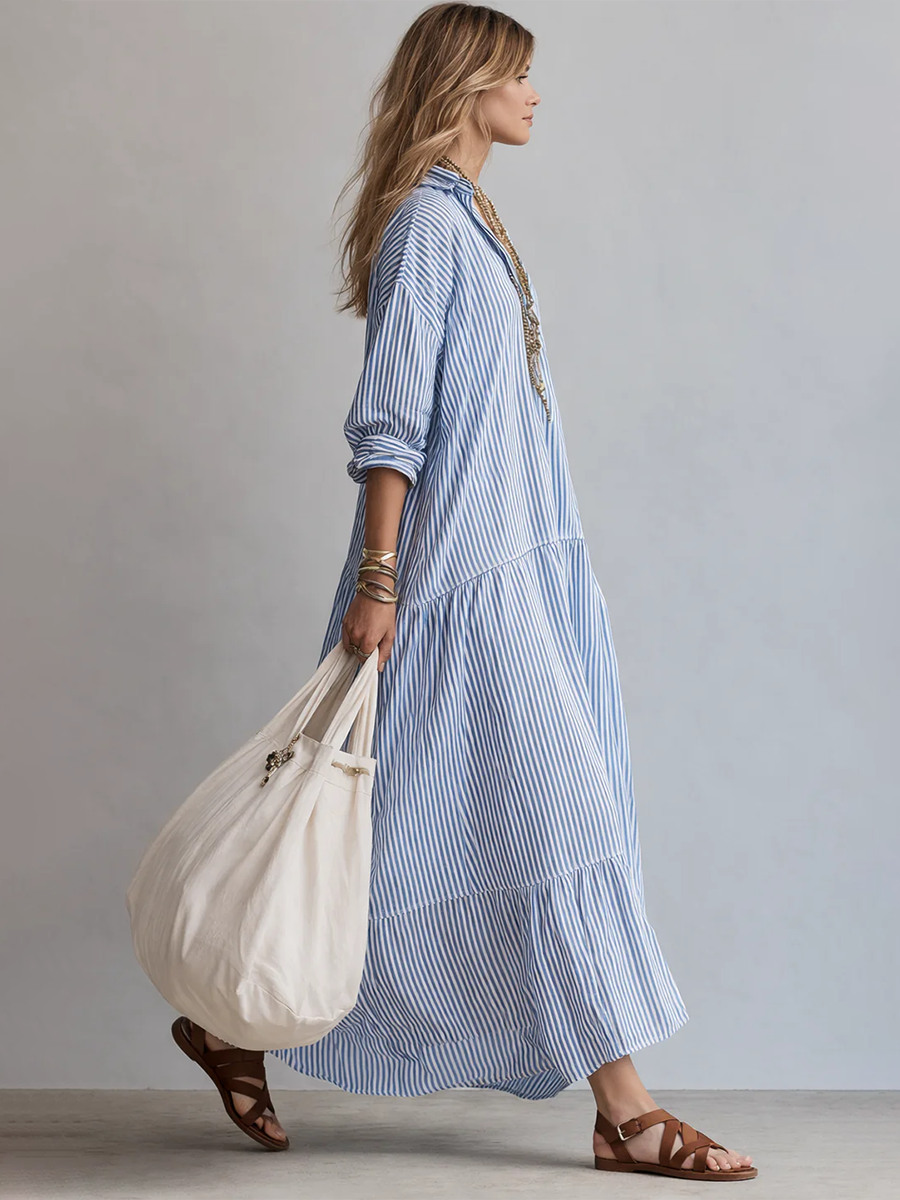 Robe ample à rayures décontractée pour femme