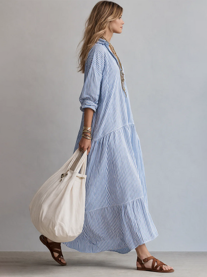 Robe ample à rayures décontractée pour femme