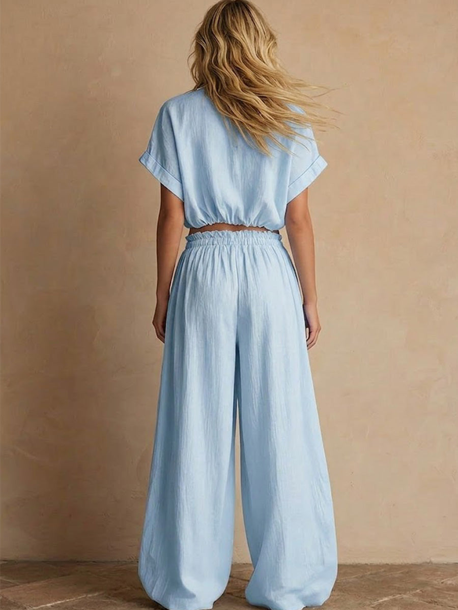 Crinkled Linen Two Piece Set