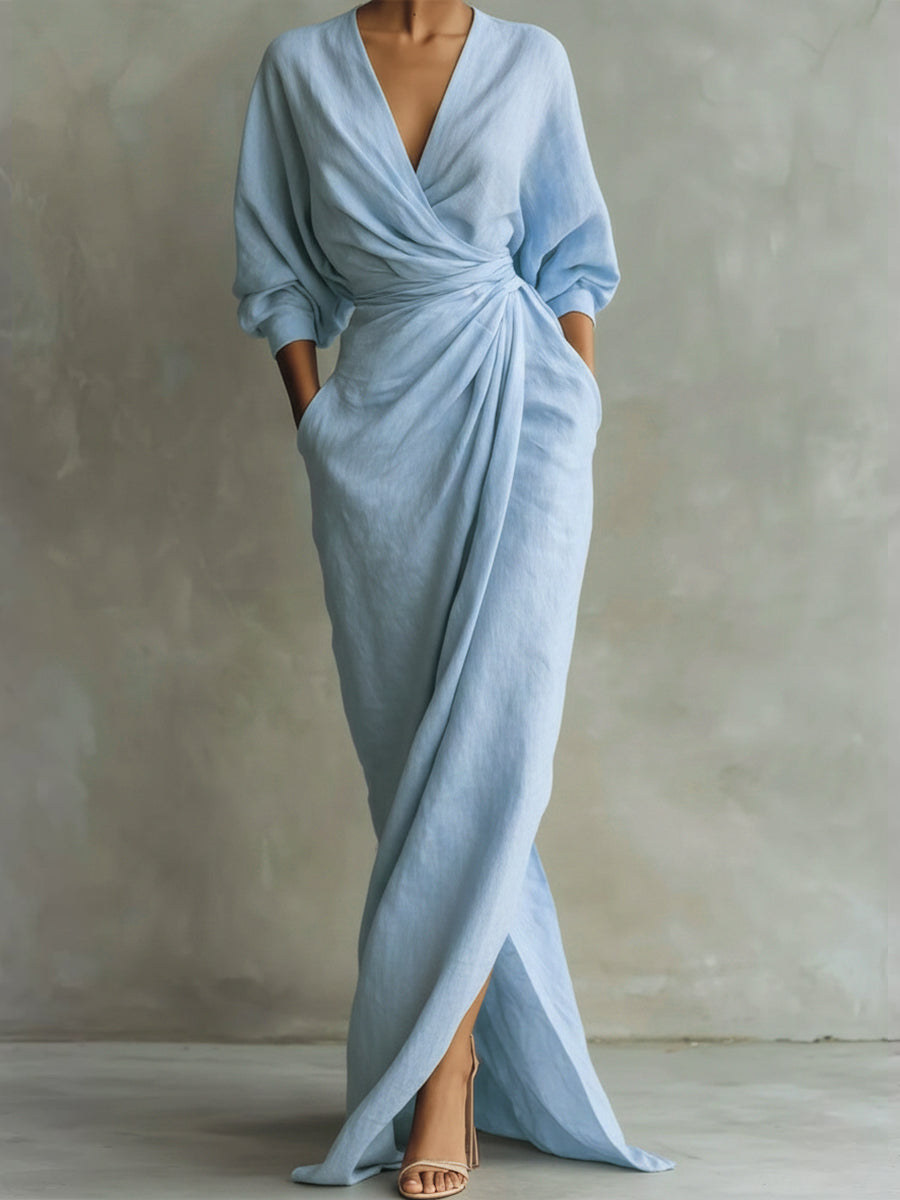 Robe extra-longue en lin et coton pour femme