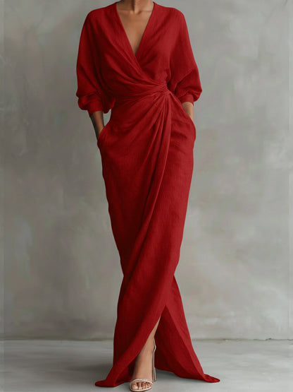 Robe extra-longue en lin et coton pour femme