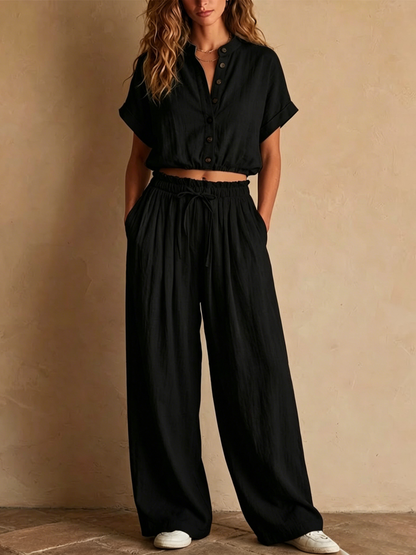 Crinkled Linen Two Piece Set