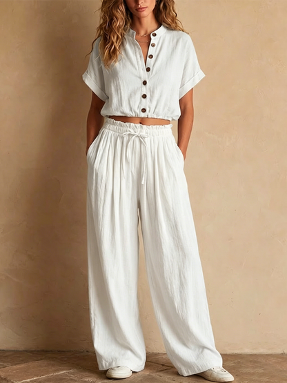 Crinkled Linen Two Piece Set