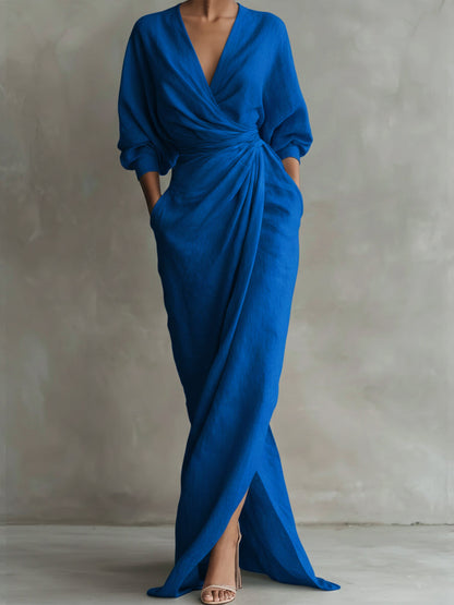 Robe extra-longue en lin et coton pour femme