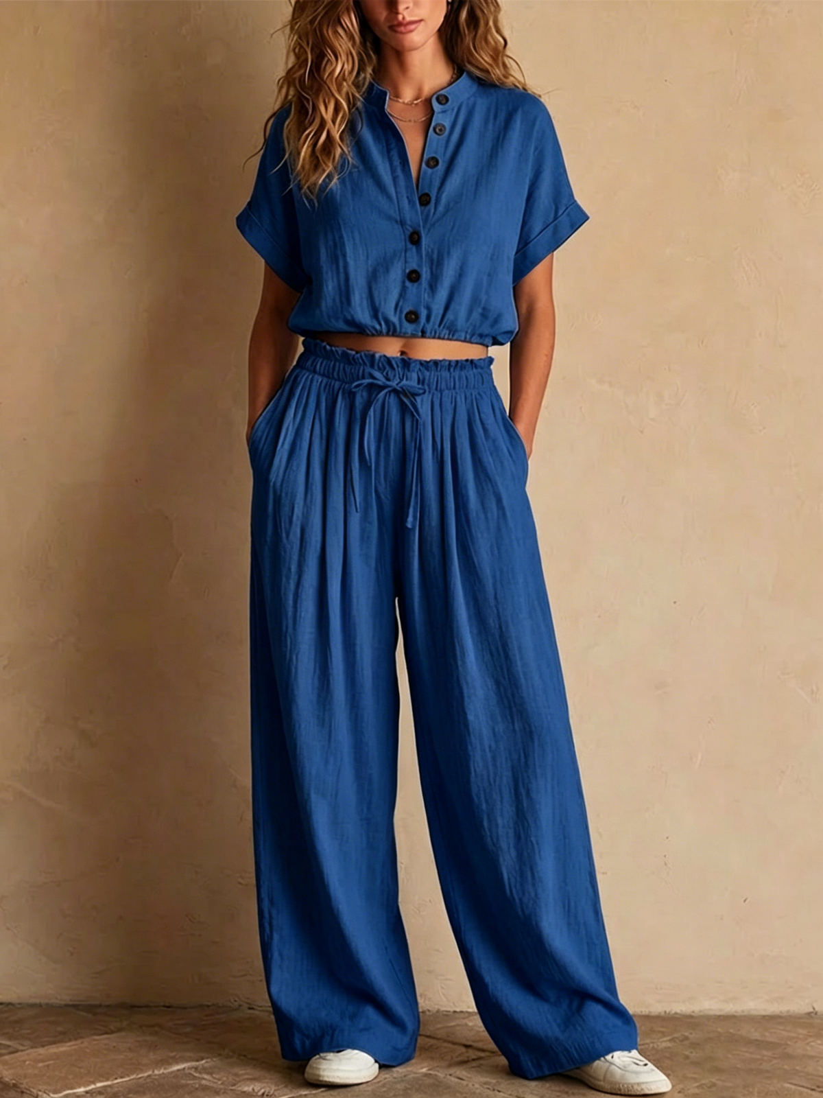 Crinkled Linen Two Piece Set