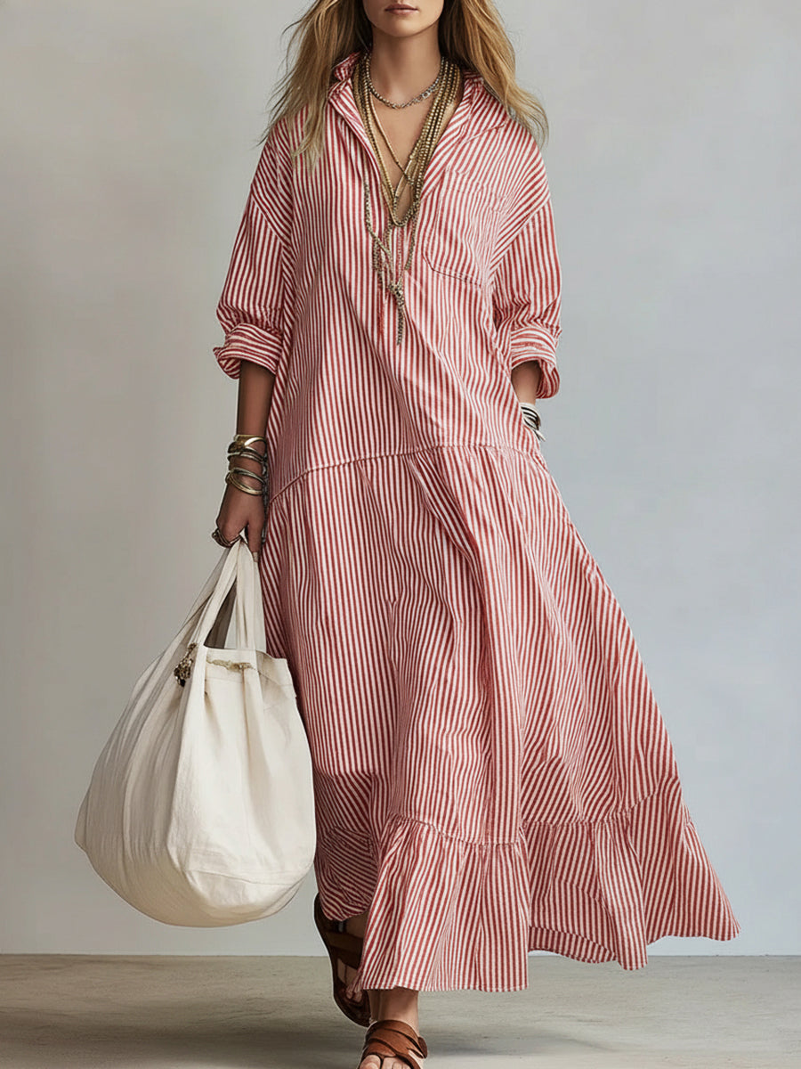 Robe ample à rayures décontractée pour femme
