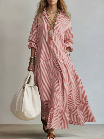 Robe ample à rayures décontractée pour femme