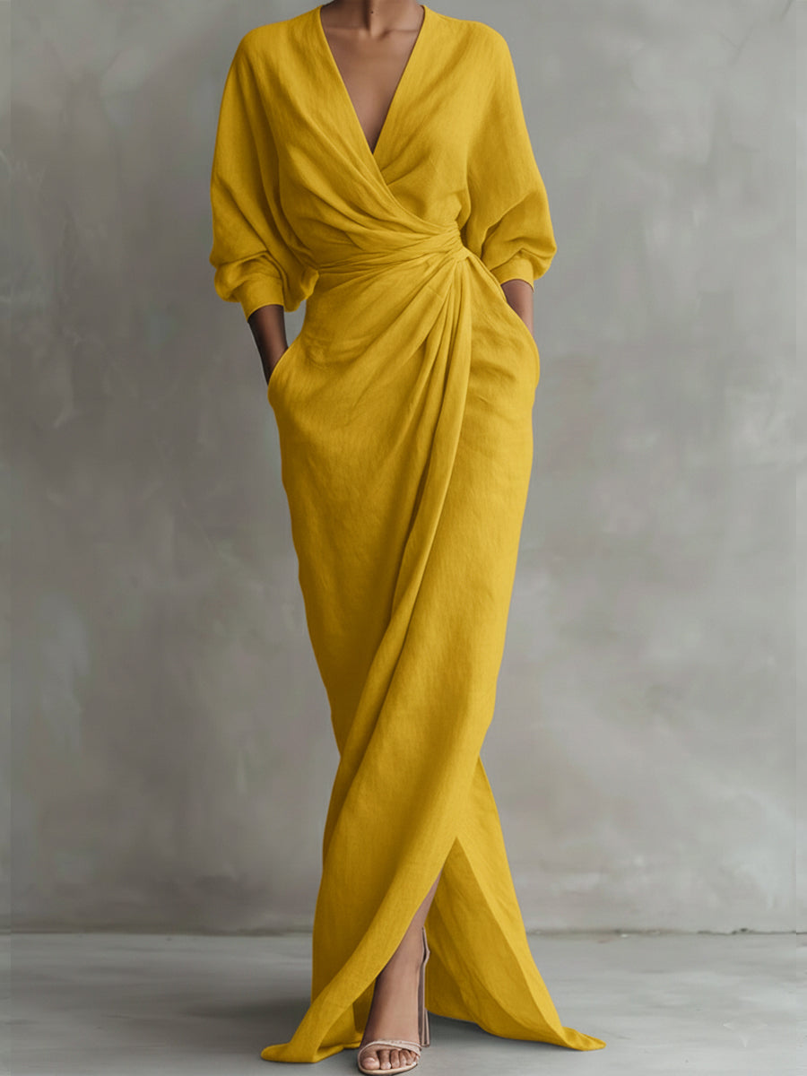 Robe extra-longue en lin et coton pour femme