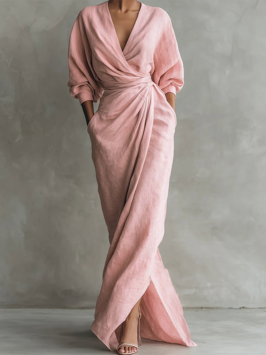 Robe extra-longue en lin et coton pour femme