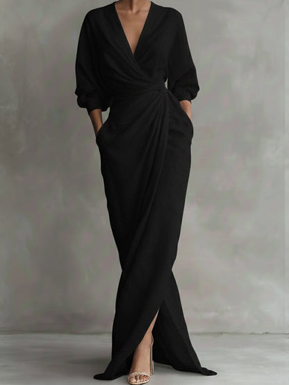 Robe extra-longue en lin et coton pour femme