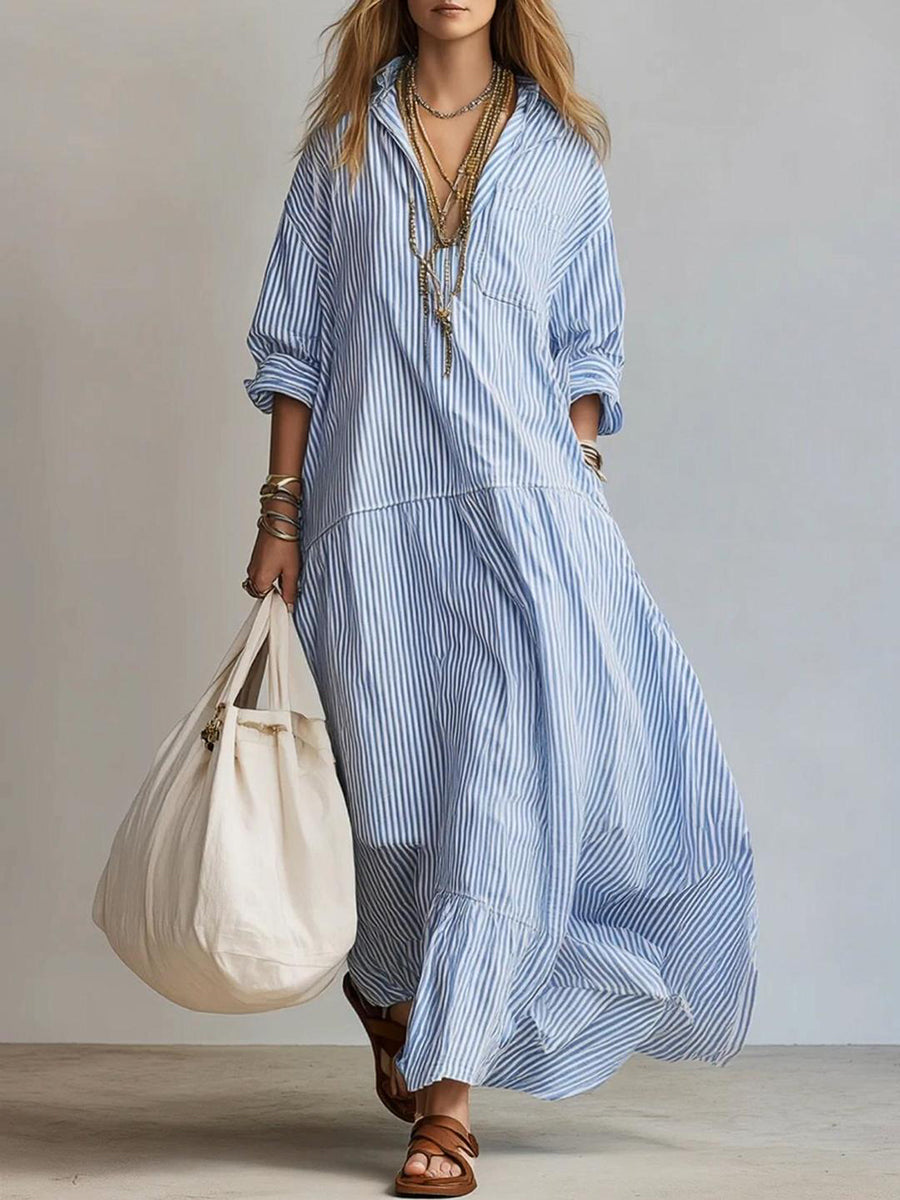 Robe ample à rayures décontractée pour femme