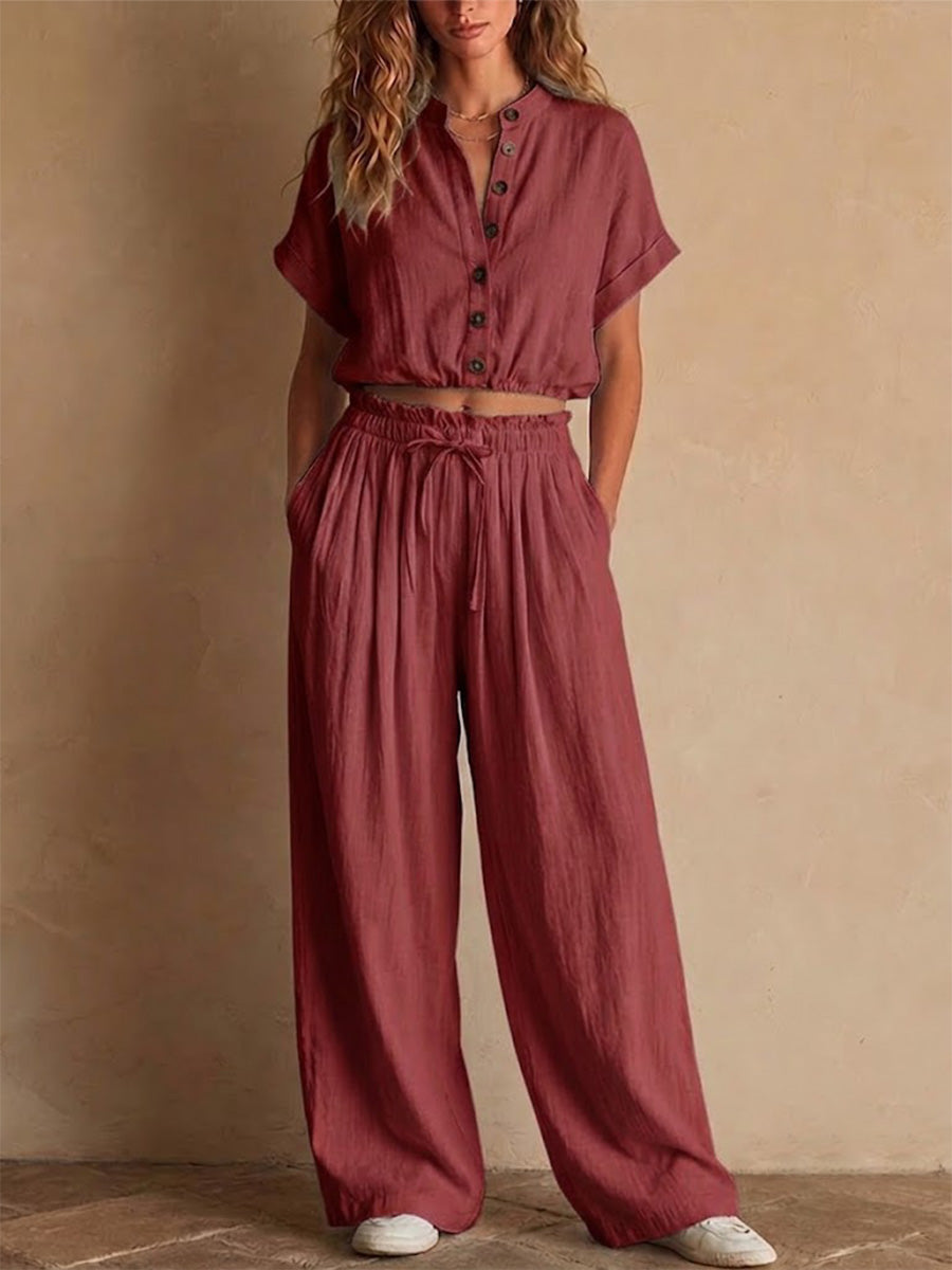 Crinkled Linen Two Piece Set