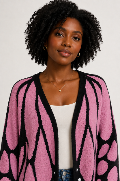 Monarch Butterfly Wing Knit Cardigan