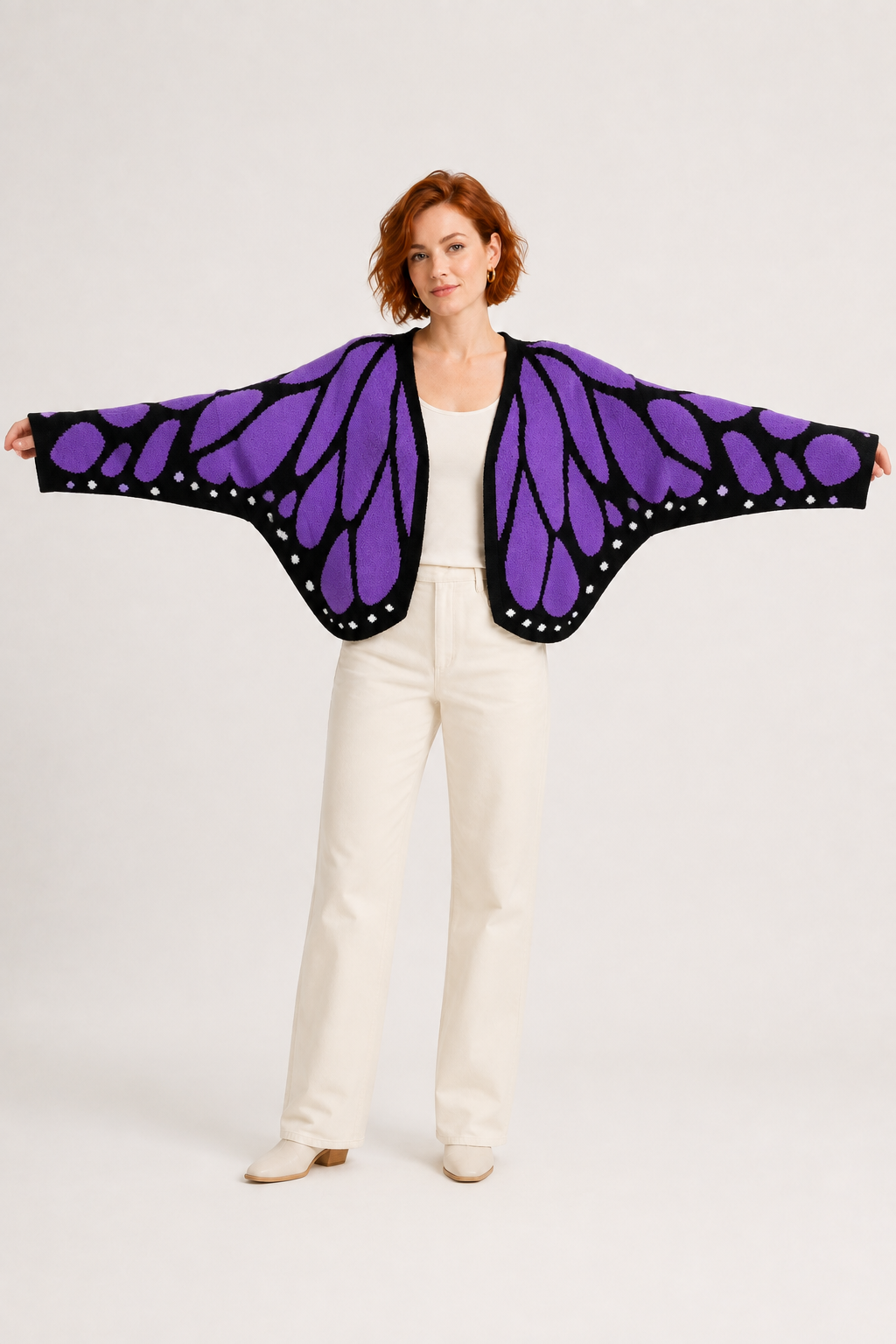 Monarch Butterfly Wing Knit Cardigan