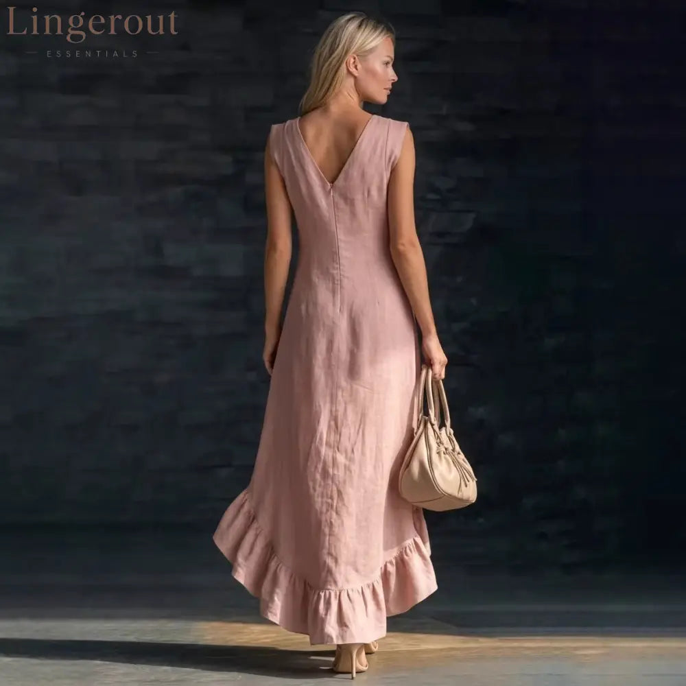 Romantic V-Neck Ruffle Dress