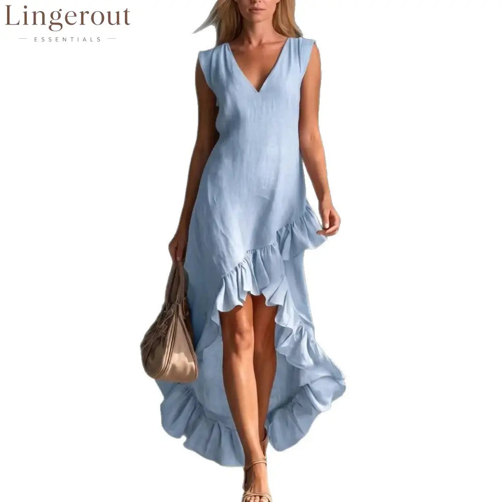 Romantic V-Neck Ruffle Dress