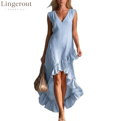 Romantic V-Neck Ruffle Dress