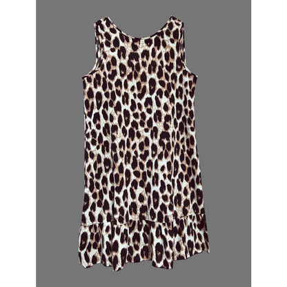 Robe sans manches à léopard avec ourlet froncé