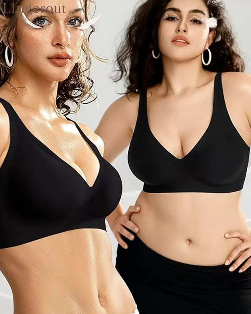 Seamless Deep V Push-Up Wireless Bra Truekind Convertible Strapless Bandeau Bra with Wireless Comfort Anti-Slip Grip &