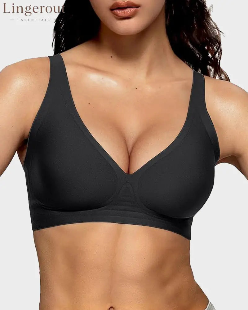 Seamless Deep V Push-Up Wireless Bra Truekind Convertible Strapless Bandeau Bra with Wireless Comfort Anti-Slip Grip &