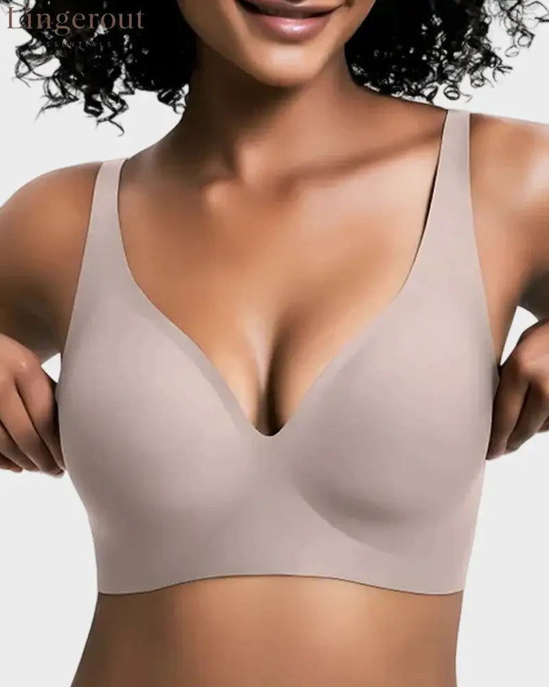 Seamless Deep V Push-Up Wireless Bra Truekind Convertible Strapless Bandeau Bra with Wireless Comfort Anti-Slip Grip &