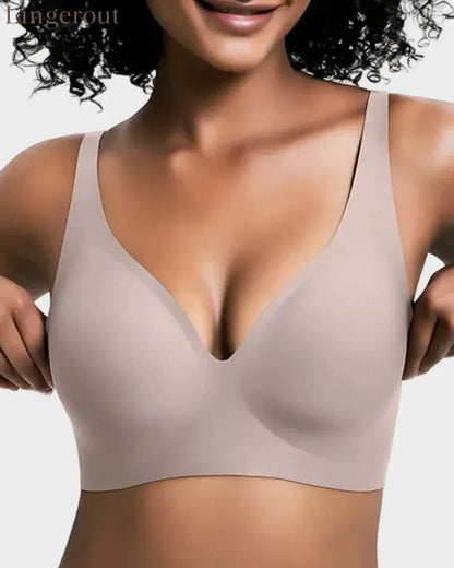 Seamless Deep V Push-Up Wireless Bra Truekind Convertible Strapless Bandeau Bra with Wireless Comfort Anti-Slip Grip &