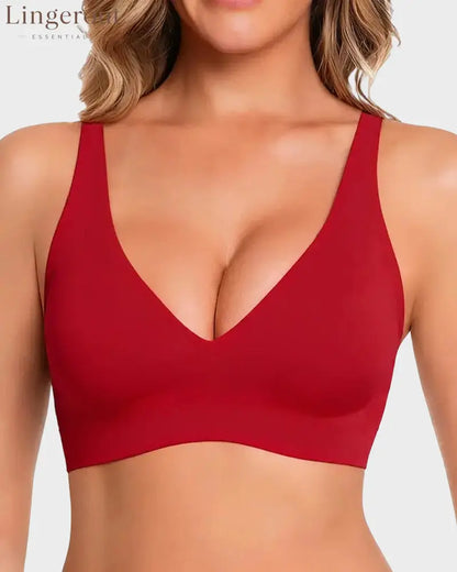 Seamless Deep V Push-Up Wireless Bra Truekind Convertible Strapless Bandeau Bra with Wireless Comfort Anti-Slip Grip &