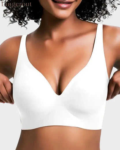 Seamless Deep V Push-Up Wireless Bra Truekind Convertible Strapless Bandeau Bra with Wireless Comfort Anti-Slip Grip &