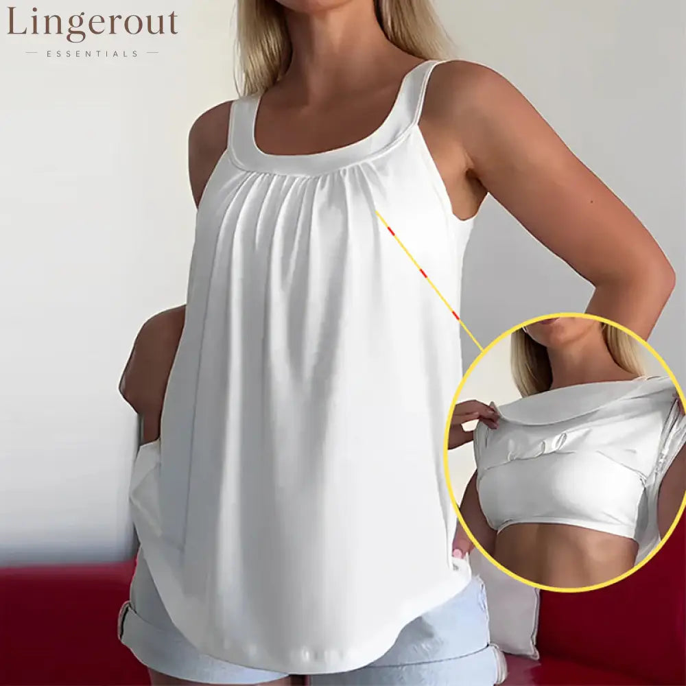 Solid Color Pleated Tank Top