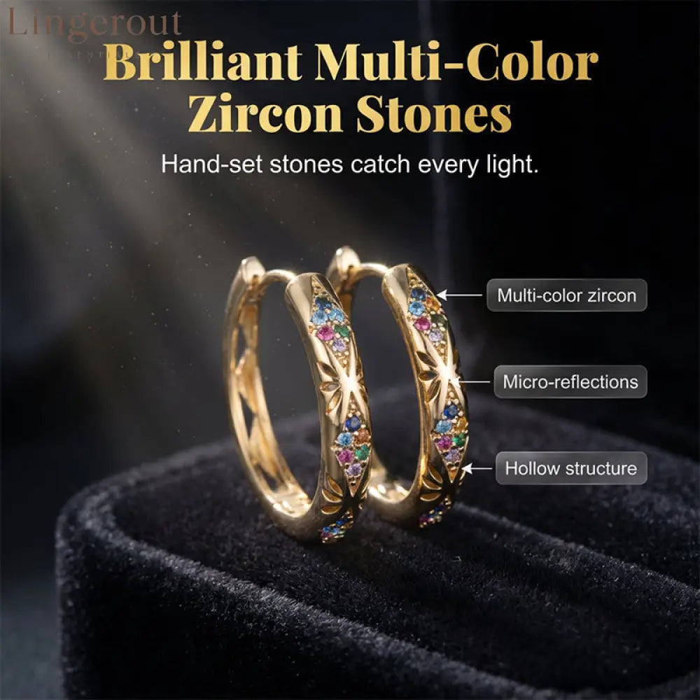 Sparkling Zircon Hollow Hoop Earrings