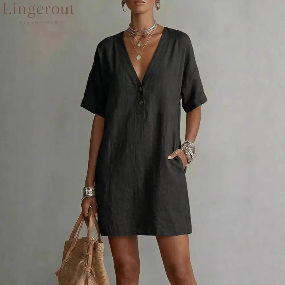 Summer V-Neck Loose Casual Independent New Fashion Dress