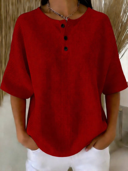 Sweat‑shirt décontracté à col henry Waffle