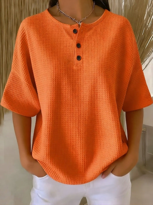 Sweat‑shirt décontracté à col henry Waffle