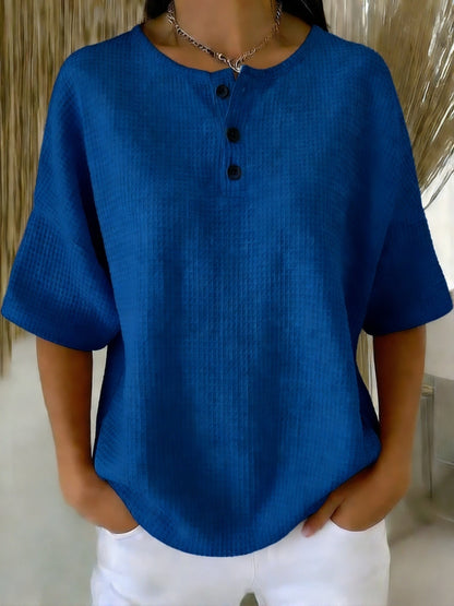 Sweat‑shirt décontracté à col henry Waffle