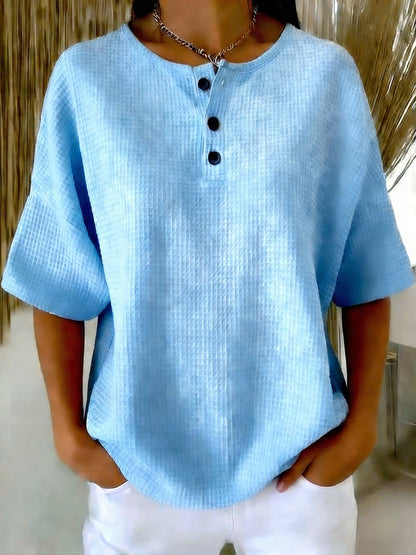 Sweat‑shirt décontracté à col henry Waffle