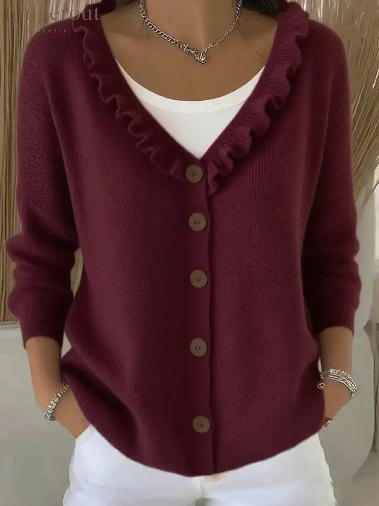 Timeless Knit Cardigan - Claret / S