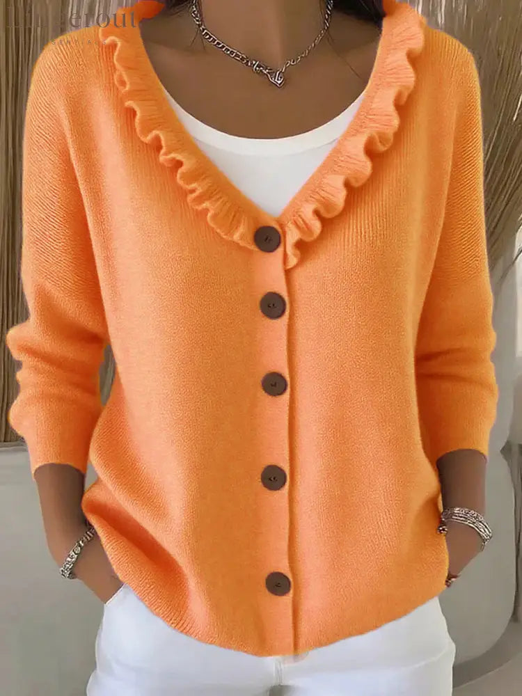 Timeless Knit Cardigan - Orange / S