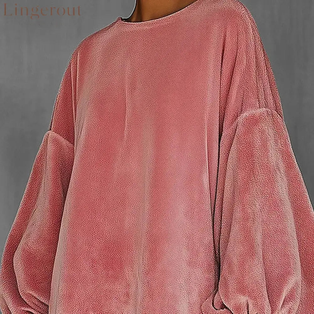 Women’s Pink Retro Velvet Stand Collar Fringe Dress